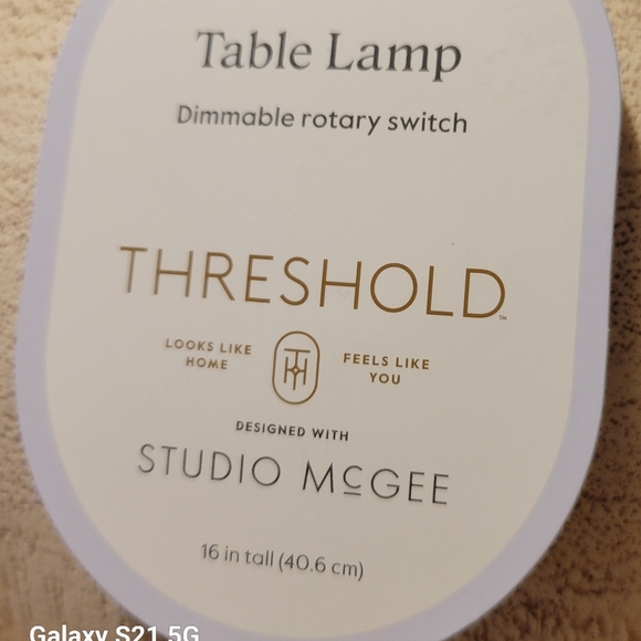 16" Med Faux Wood Table Lamp Threshold Studio McGee Base only No Shade-Dimmable - Picture 4 of 7